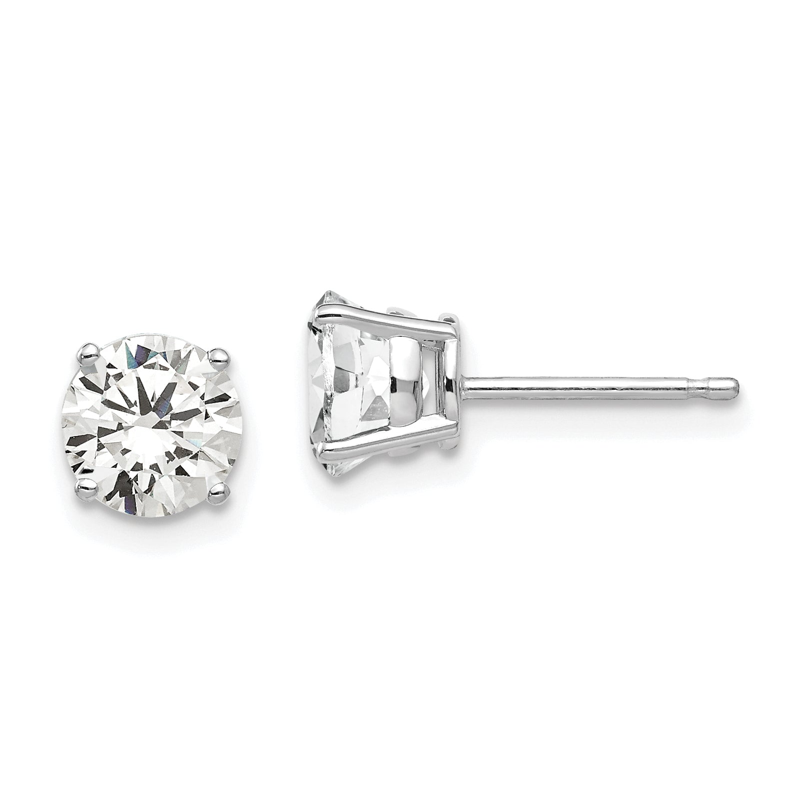 14k White Gold 6mm Cubic Zirconia Earrings Main image