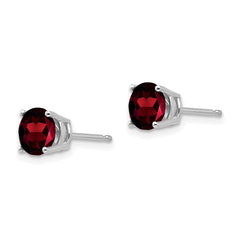 14k White Gold 6mm Garnet Earrings