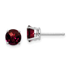 14k White Gold 6mm Garnet Checker Earrings