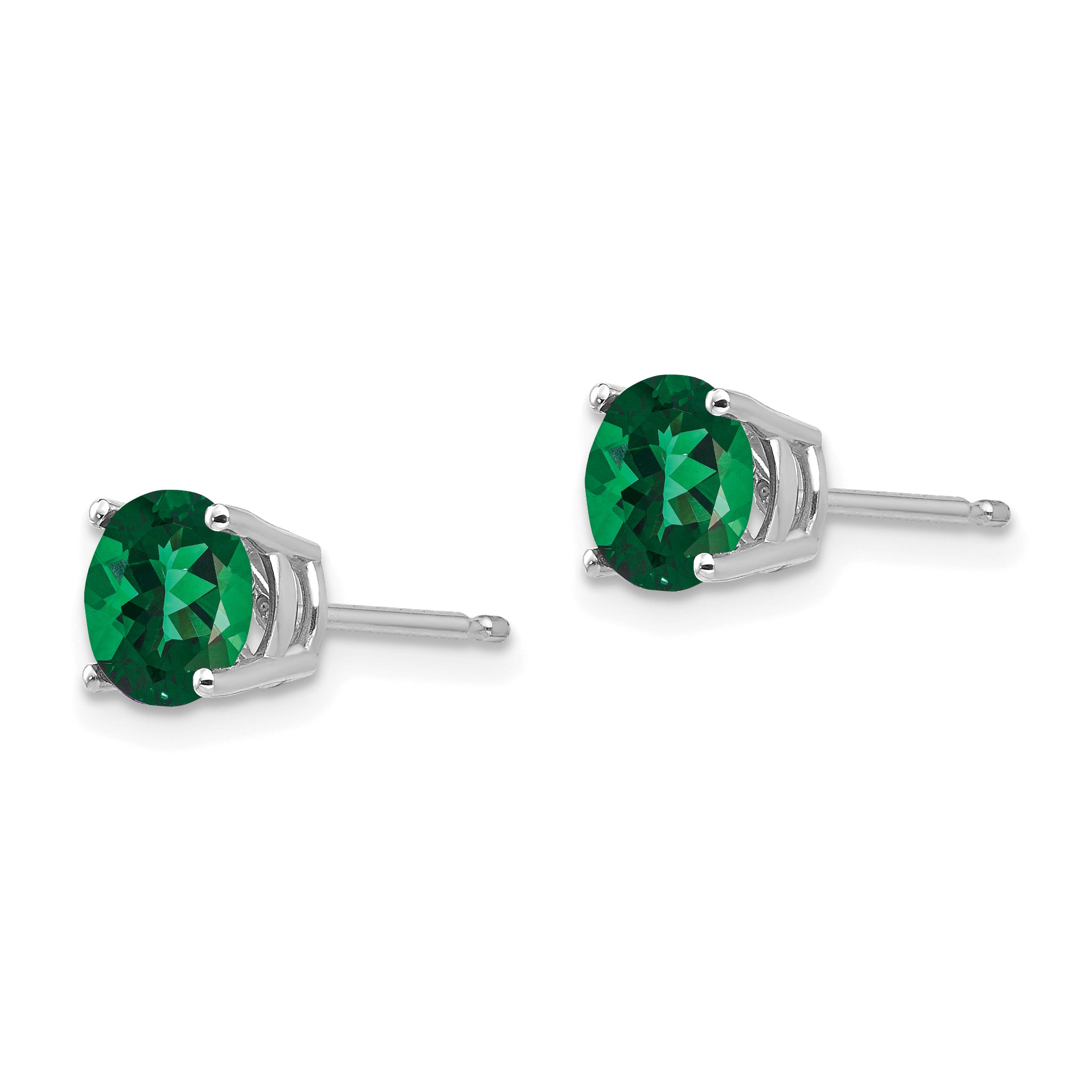 14k White Gold 6mm Mount St. Helens Round Stud Earrings Secondary image