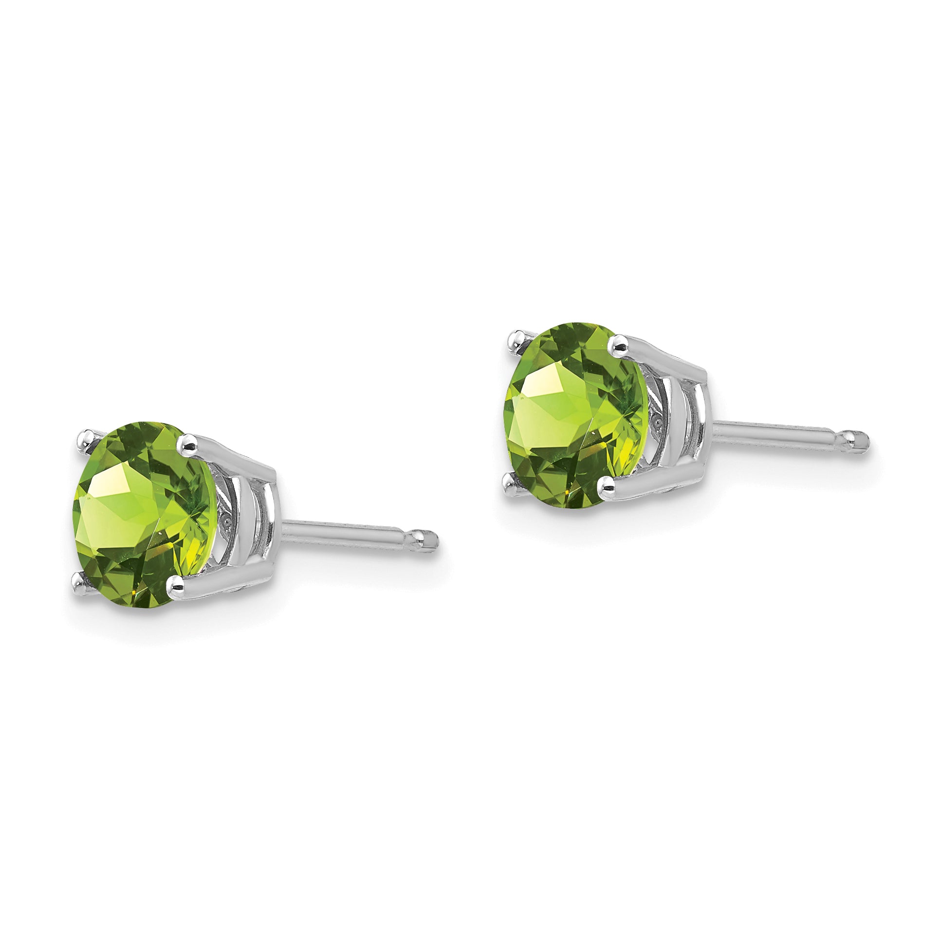14k White Gold 6mm Peridot Earrings Secondary image