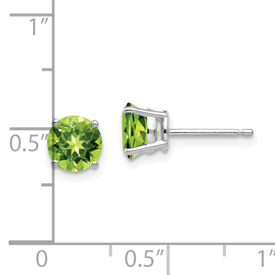 14k White Gold 6mm Peridot Earrings