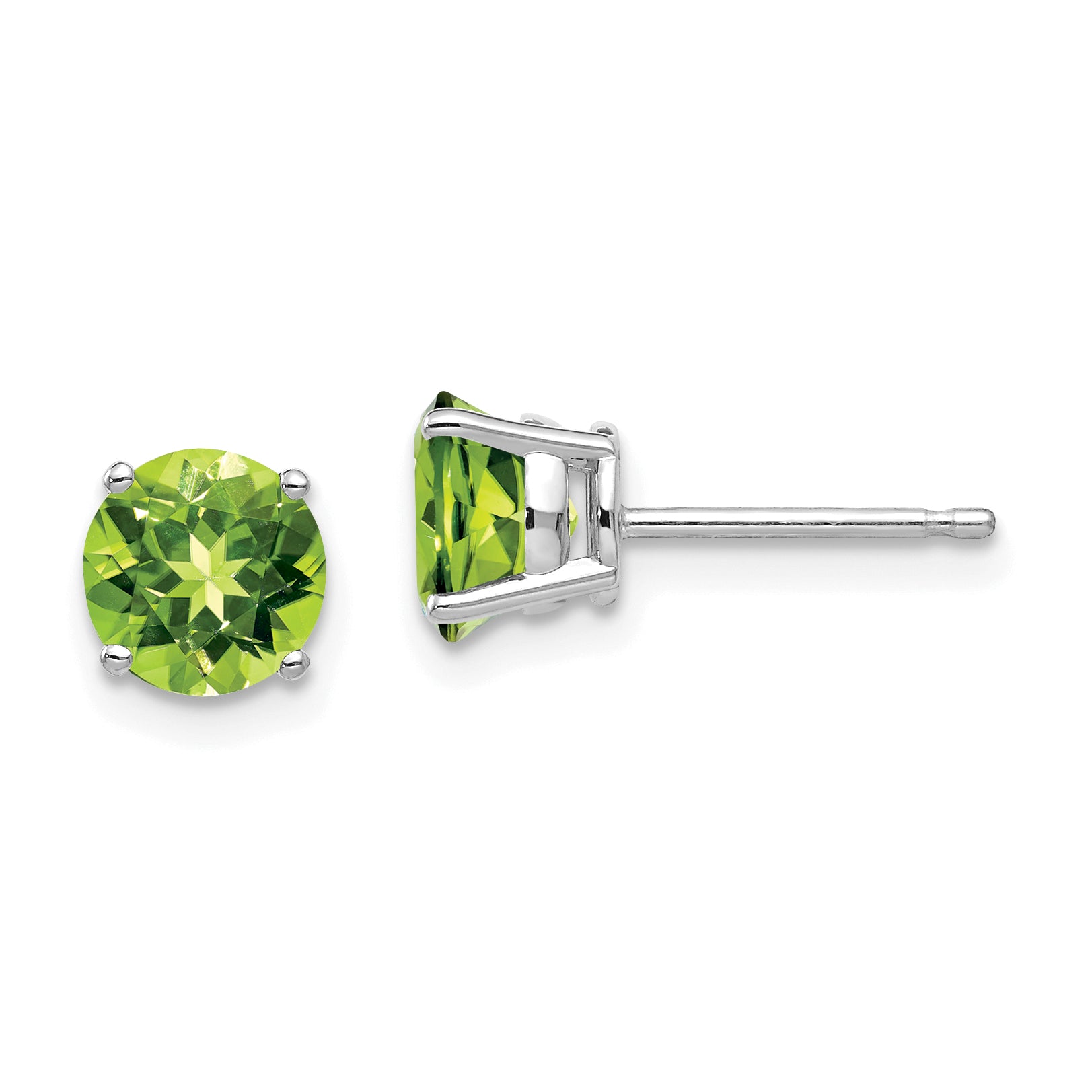 14k White Gold 6mm Peridot Earrings Main image