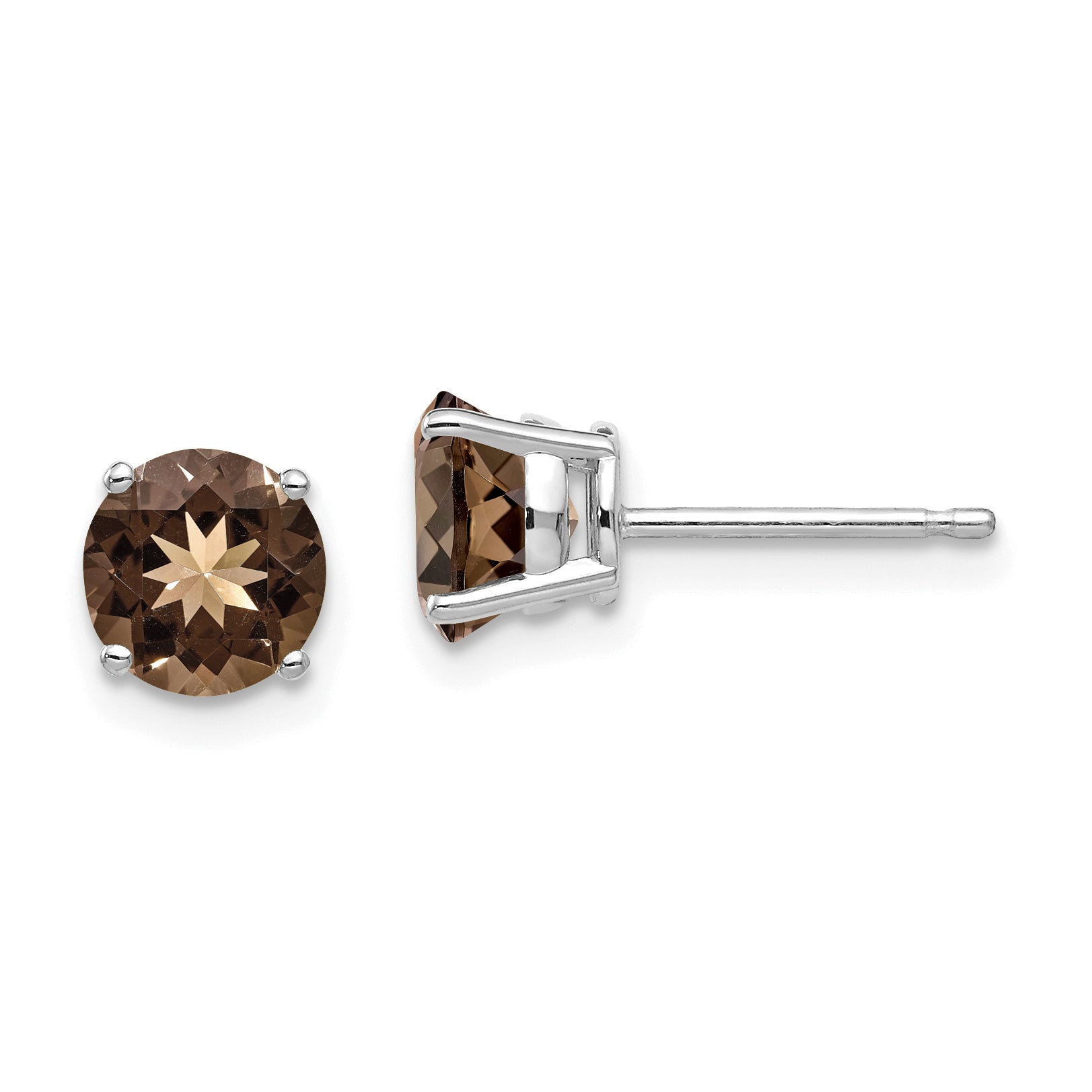 14kw 6mm Round Smoky Quartz Earrings Main image