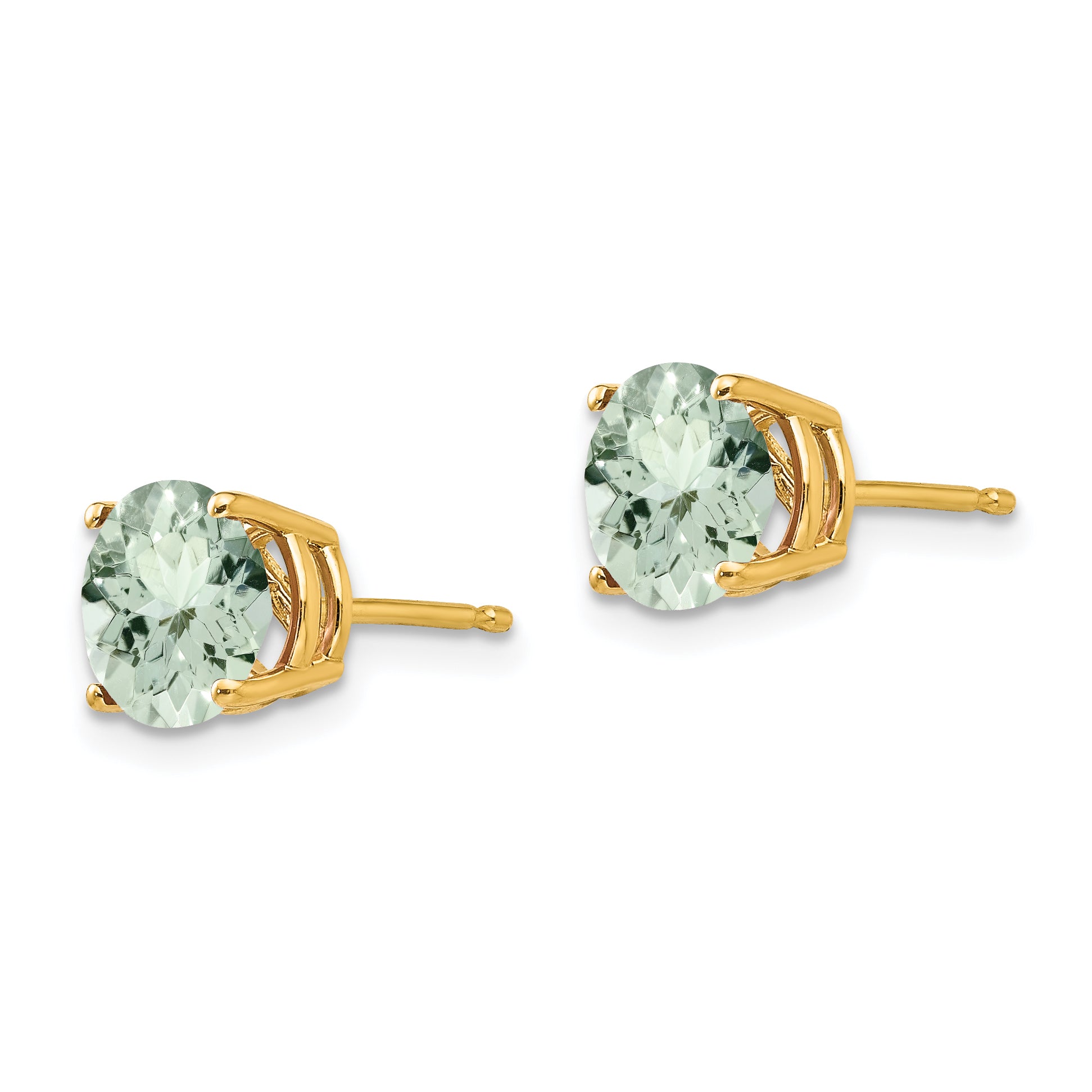 14k 7mm Round Green Quartz Earrings Secondary image