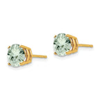 14k 7mm Round Green Quartz Earrings