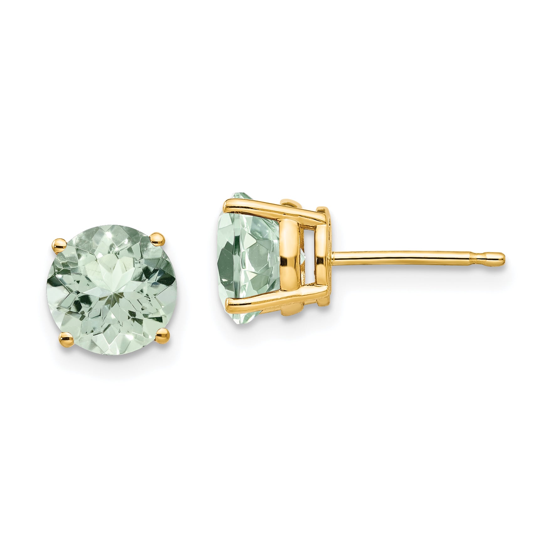 14k 7mm Round Green Quartz Earrings Main image