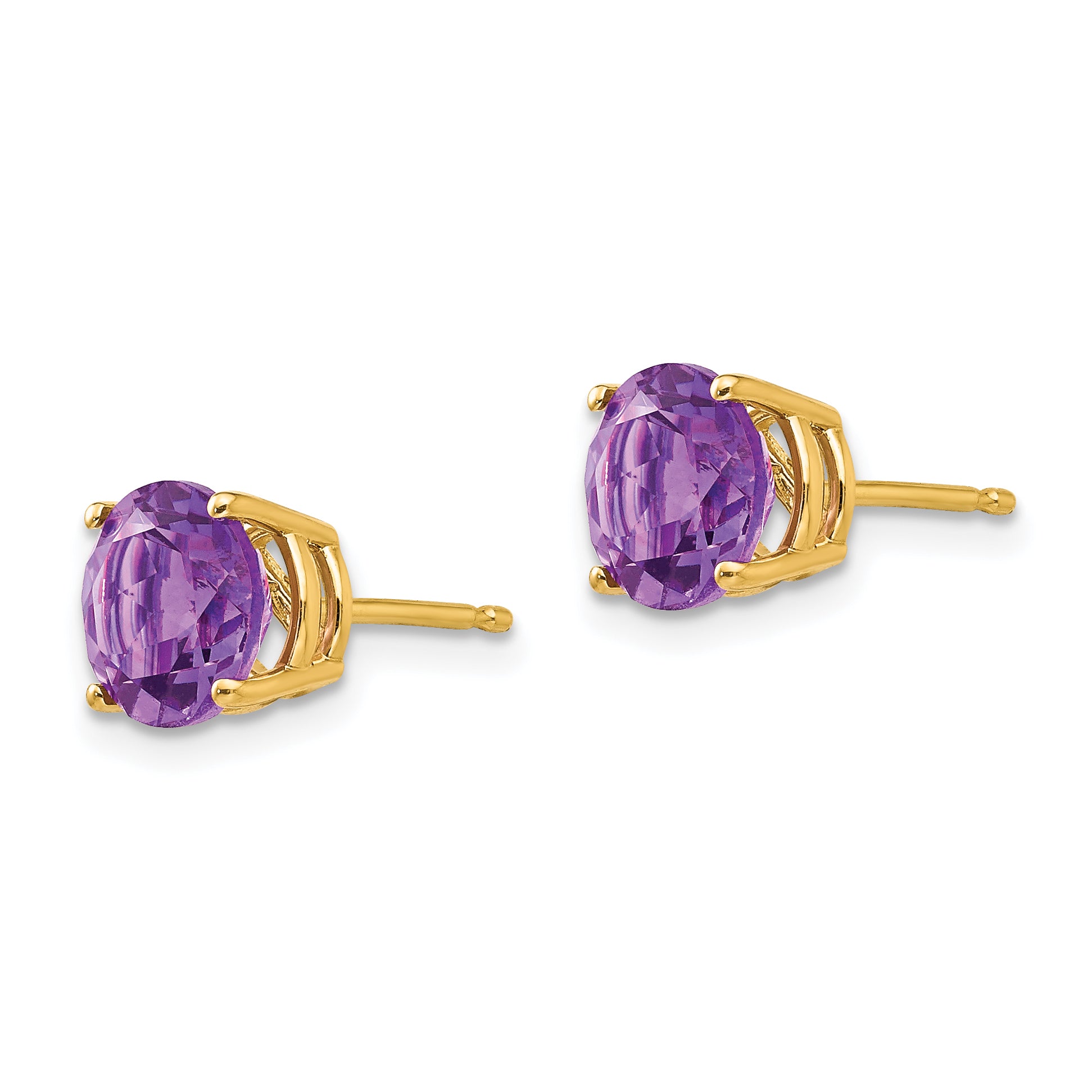 14k 7mm Amethyst Post Earrings Secondary image