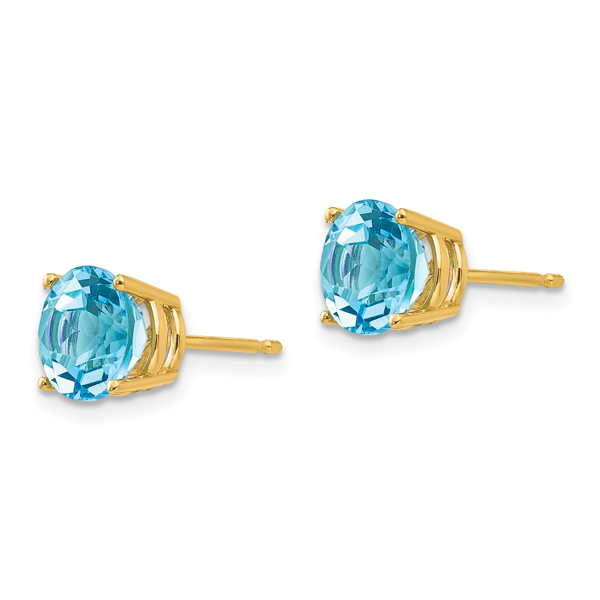 14k 7mm Blue Topaz Earrings Secondary image