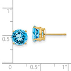 14k 7mm Blue Topaz Earrings