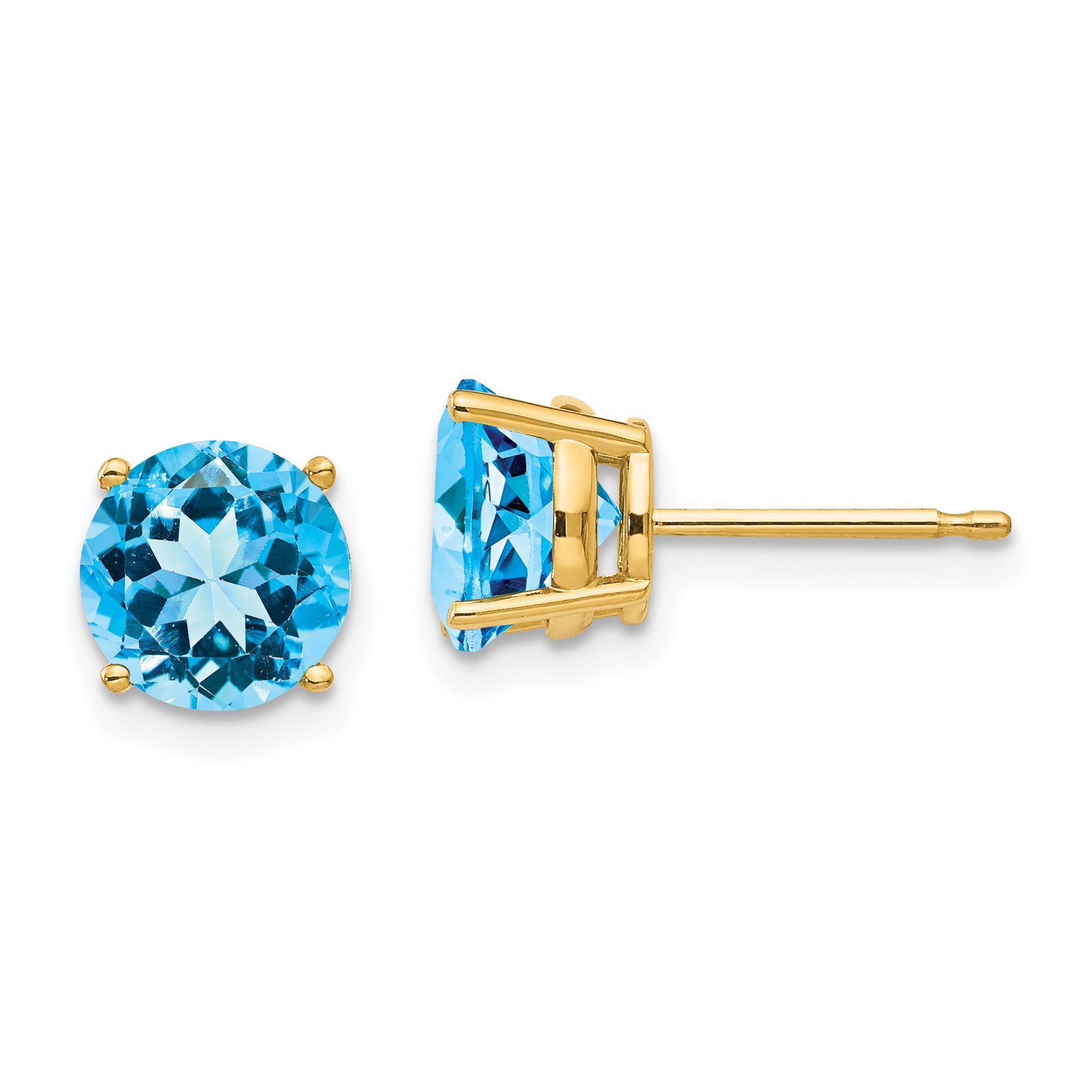 14k 7mm Blue Topaz Earrings Main image