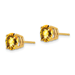 14k 7mm Citrine Checker Earrings