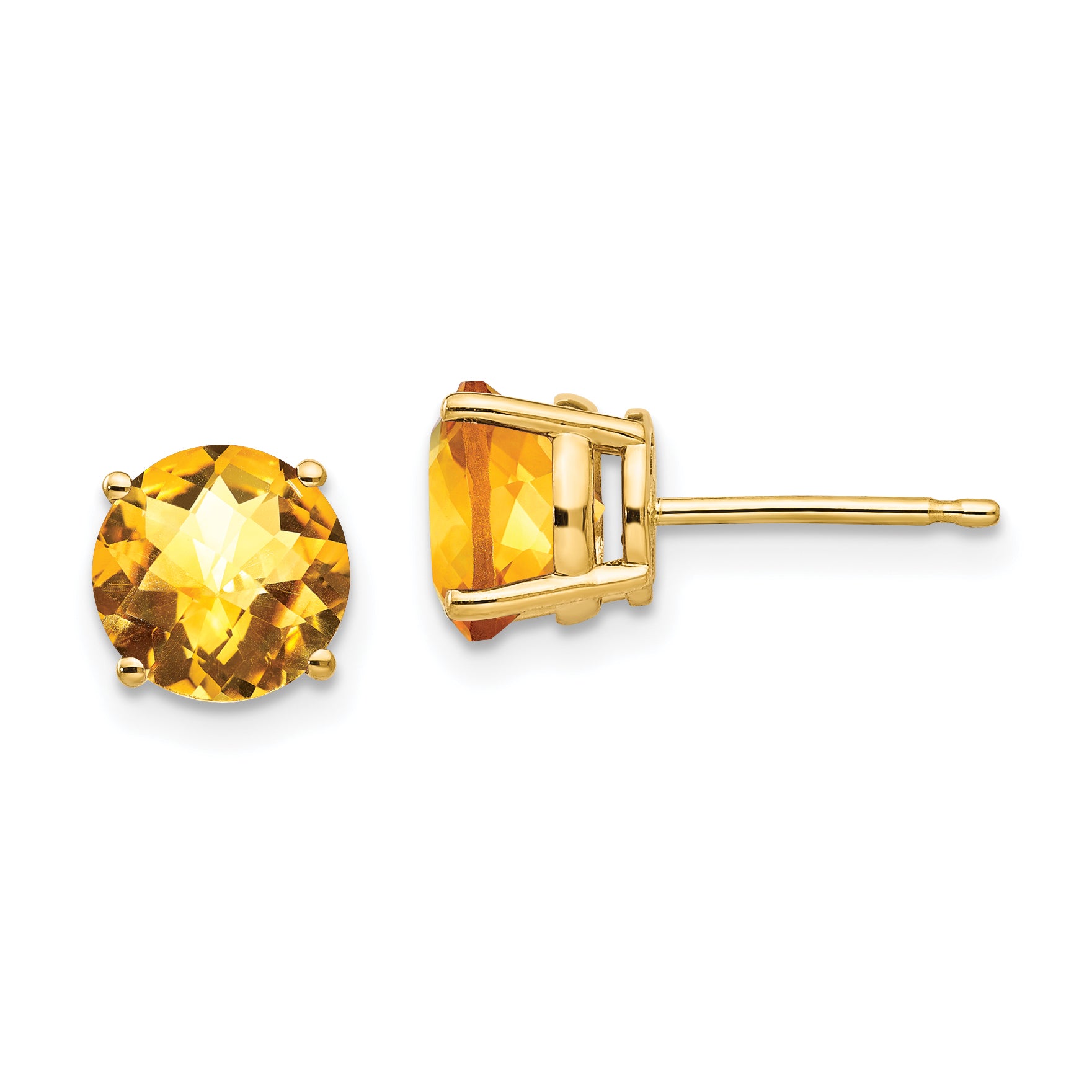 14k 7mm Citrine Checker Earrings Main image