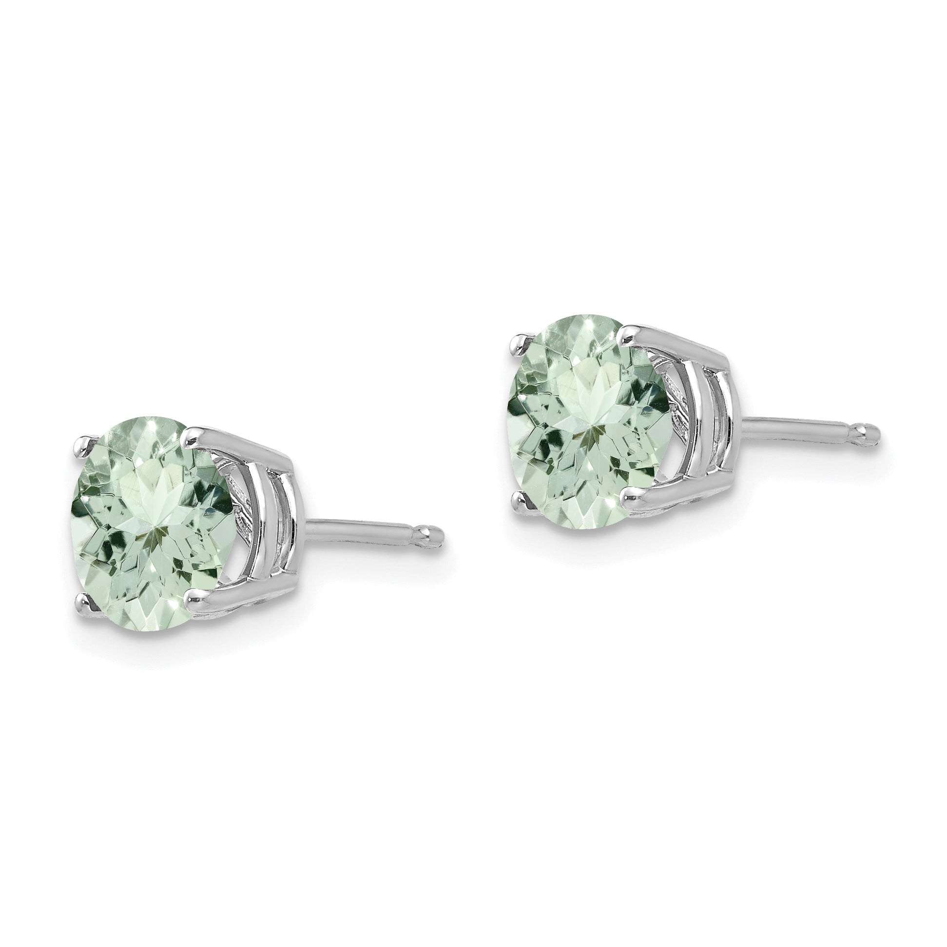 14kw 7mm Round Green Quartz Earrings Secondary image