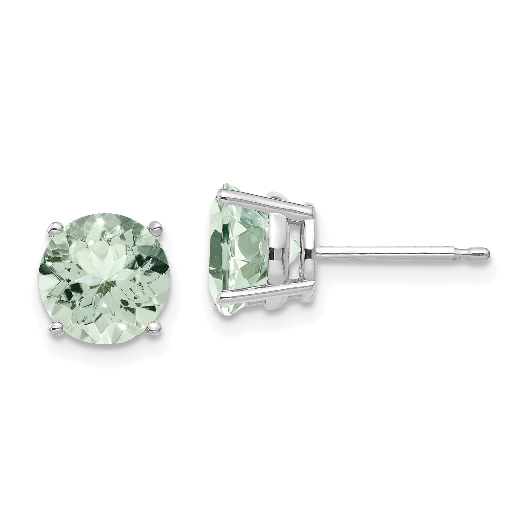 14kw 7mm Round Green Quartz Earrings Main image