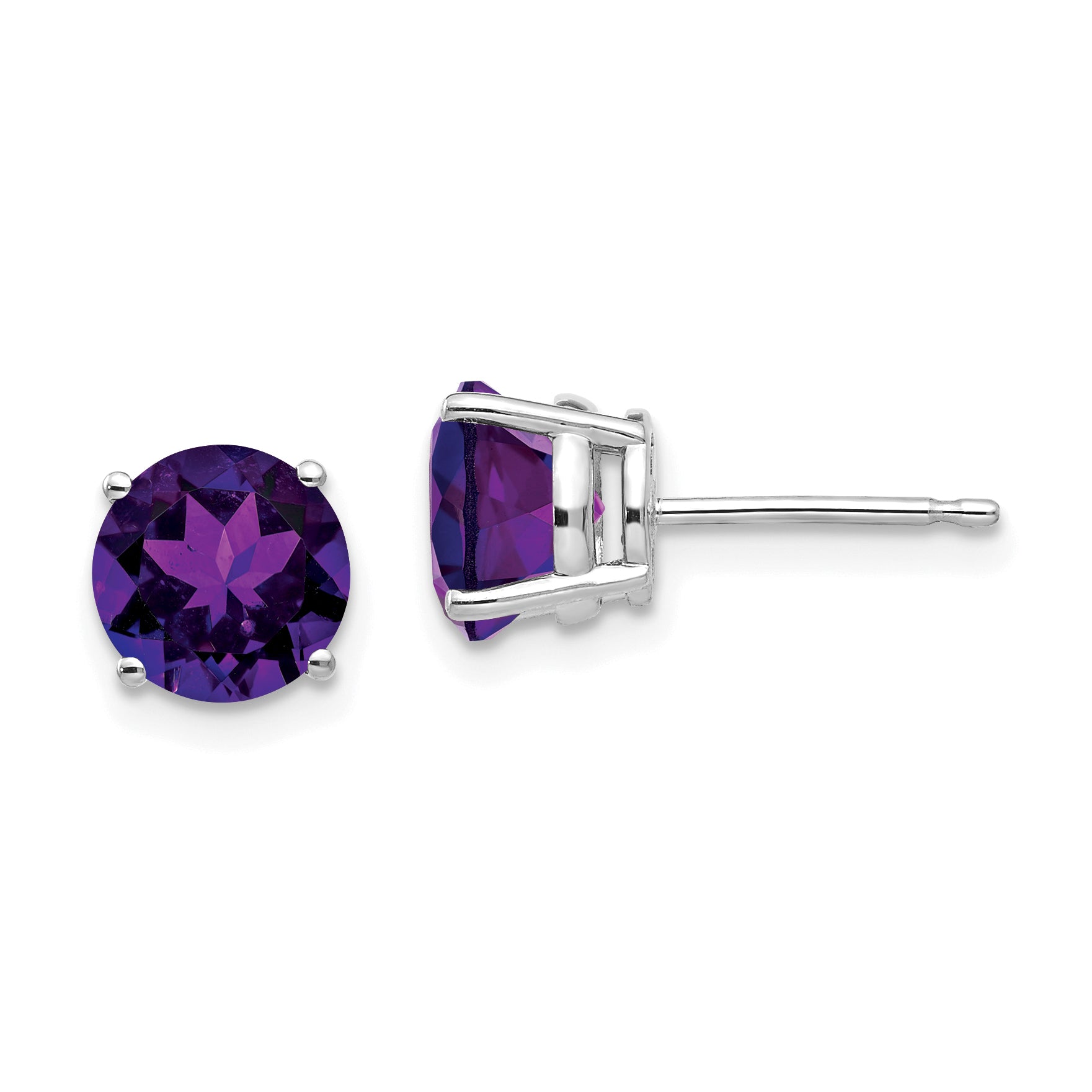 14k White Gold 7mm Amethyst Earrings Main image