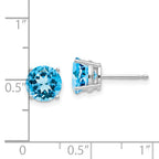 14k White Gold 7mm Blue Topaz Earrings