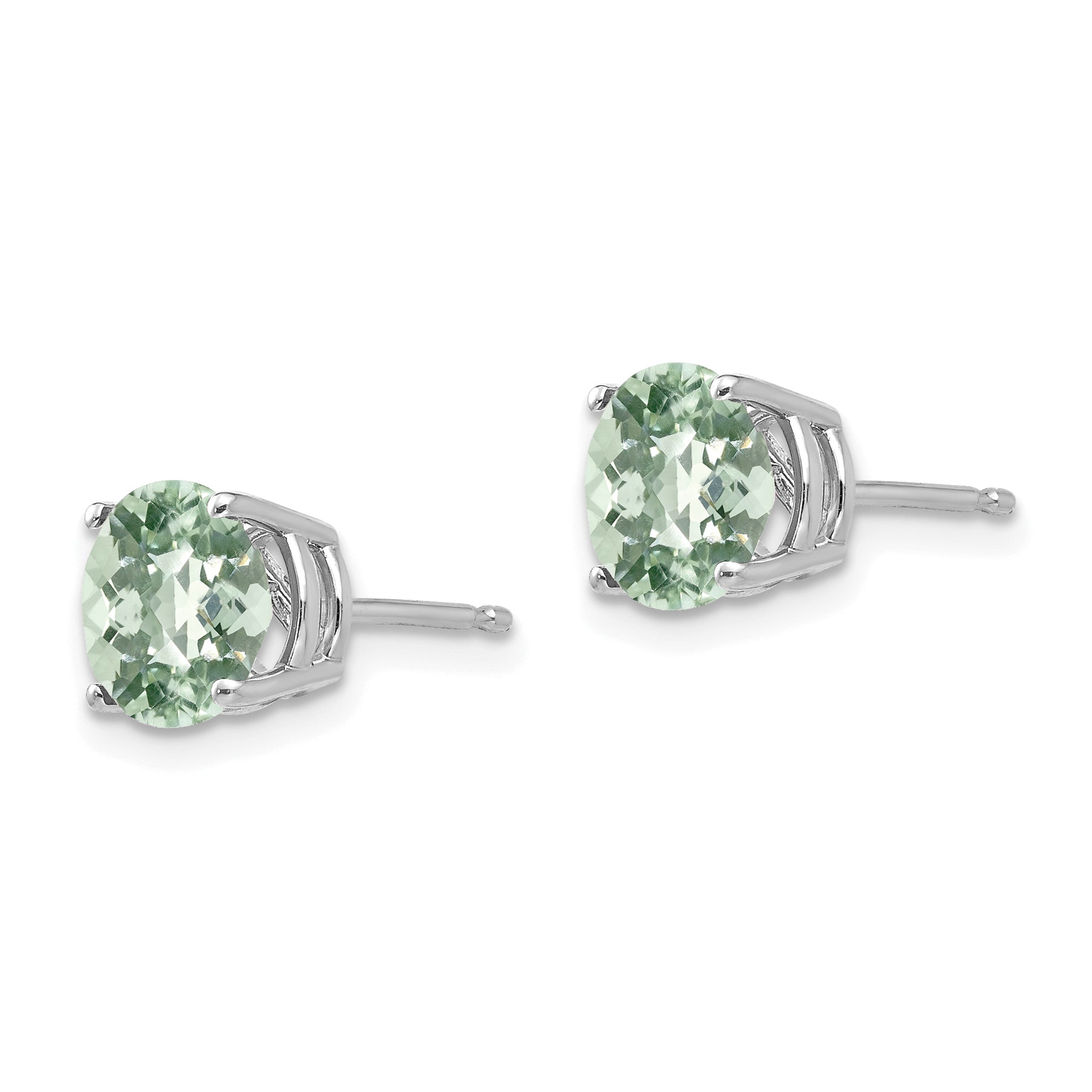14kw 7mm Round Checker-Cut Green Quartz Earrings Secondary image