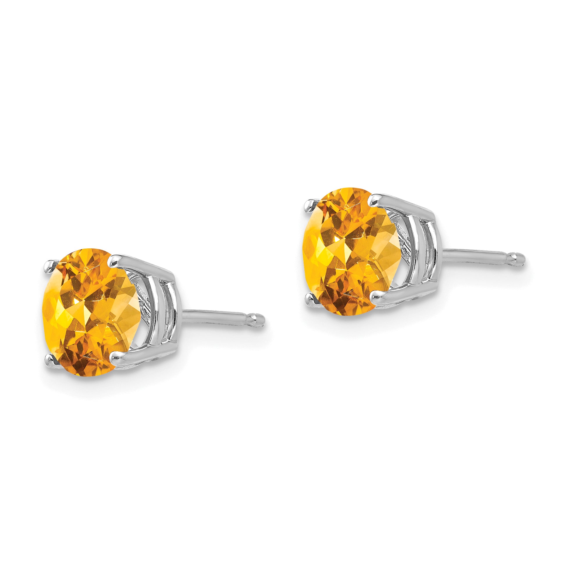 14k White Gold 7mm Citrine earring Secondary image