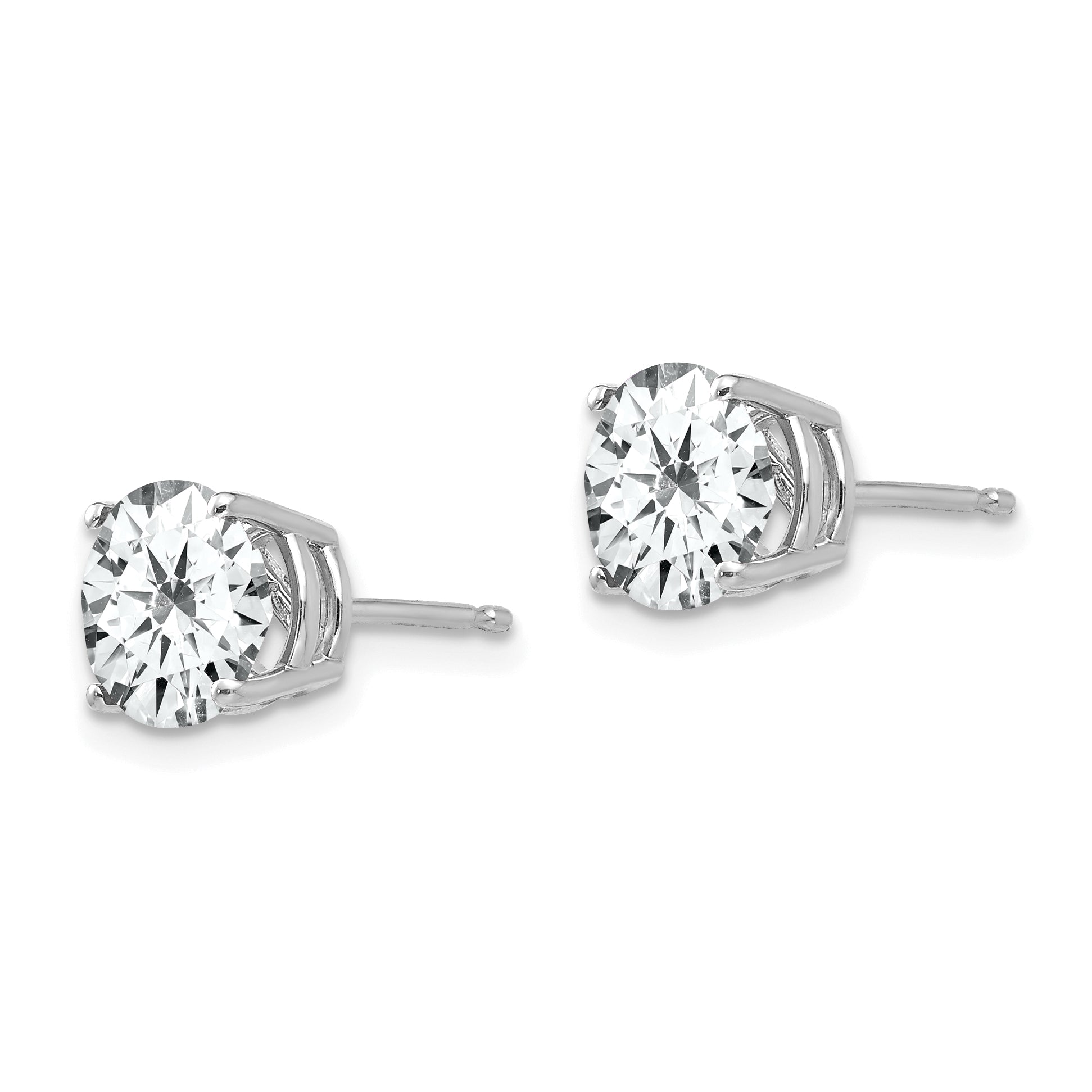 14k White Gold 7mm Cubic Zirconia Earrings Secondary image