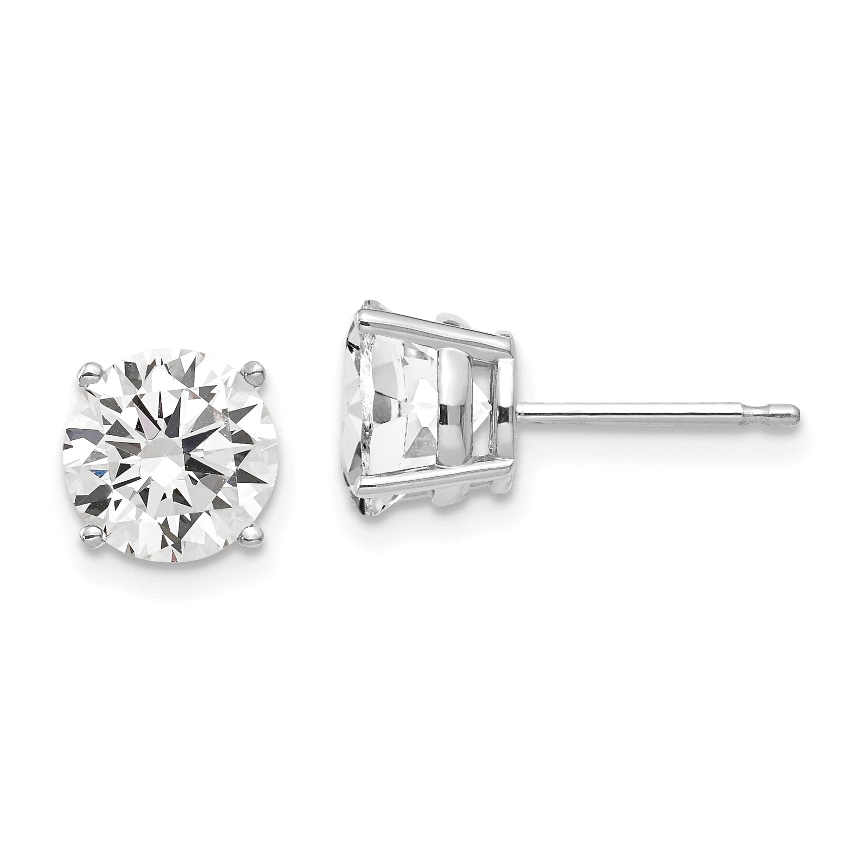 14k White Gold 7mm Cubic Zirconia Earrings Main image