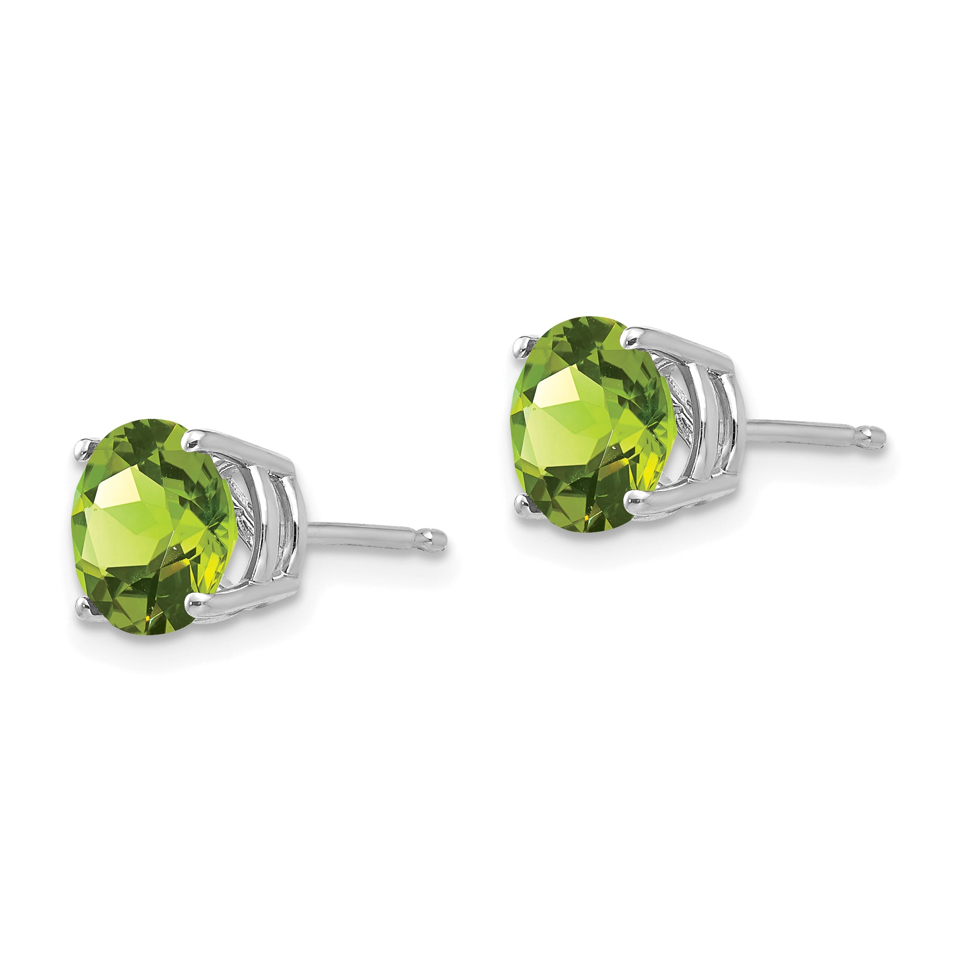 14k White Gold 7mm Peridot Earrings Secondary image