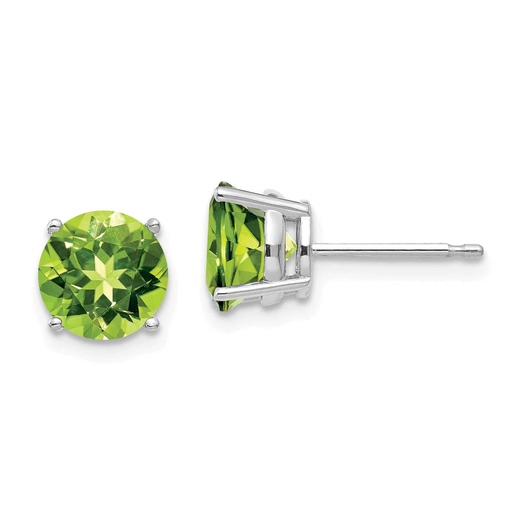 14k White Gold 7mm Peridot Earrings Main image