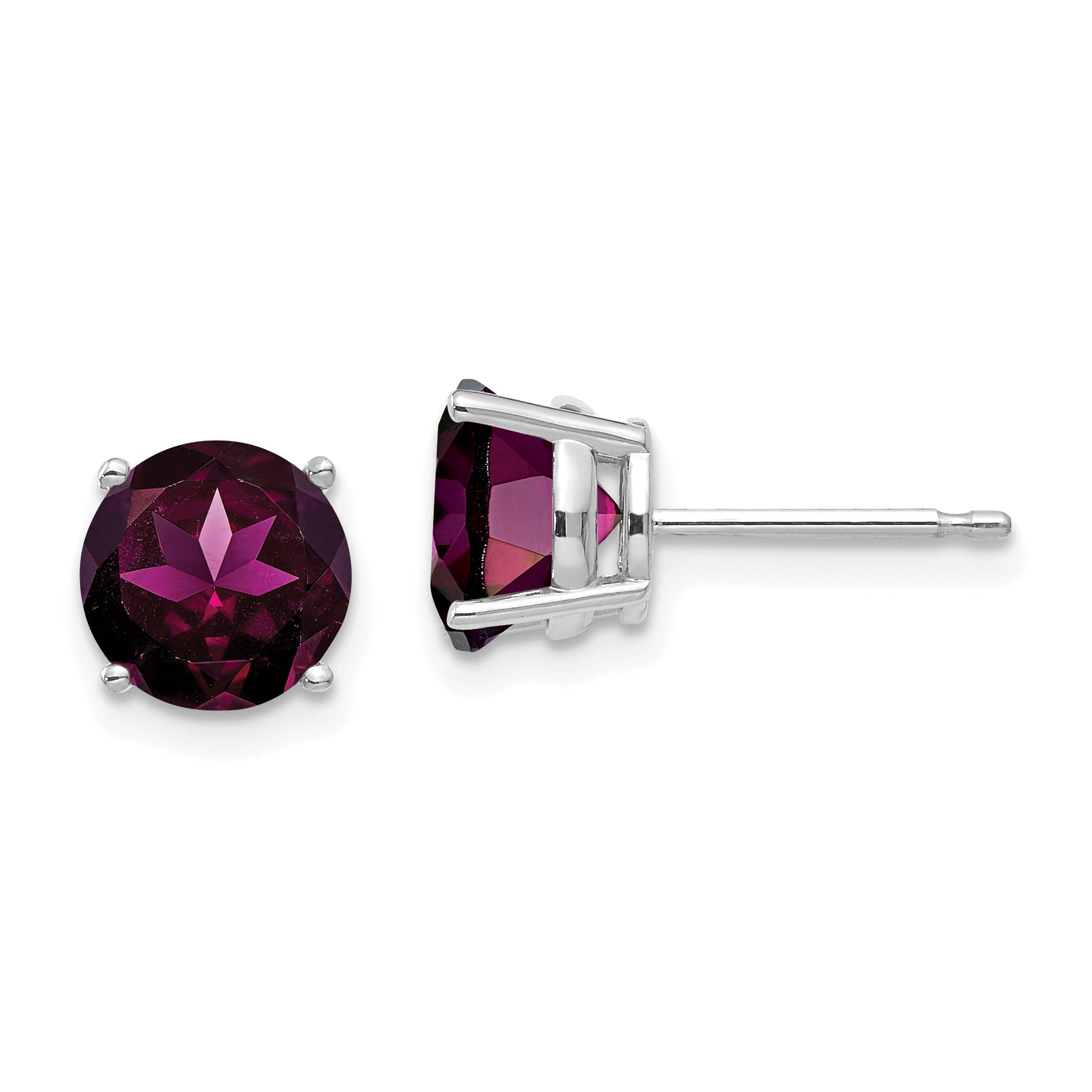 14k White Gold 7mm Rhodolite Garnet Earrings Main image