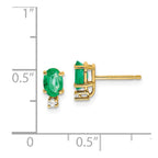 14k 6x4mm Oval Emerald A Diamond Earrings