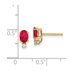 14k 6x4mm Oval Ruby AA Diamond Earrings