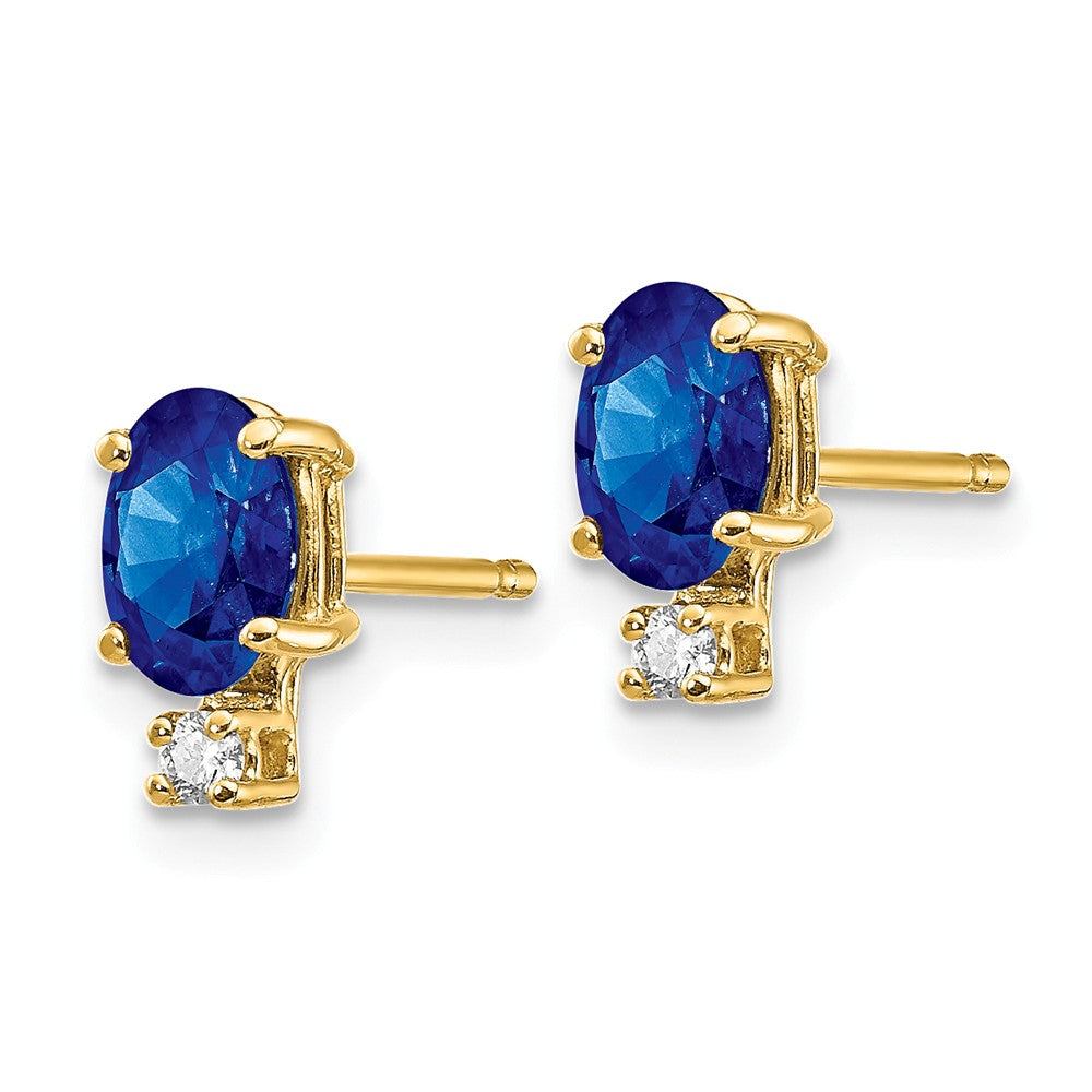 14K Sapphire Diamond Post Earrings Secondary image