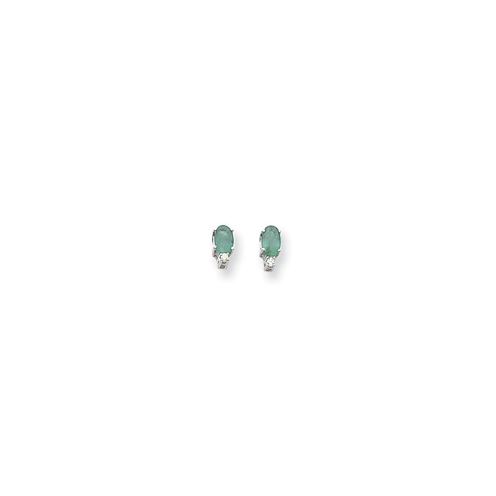 14k White Gold 6x4 Oval & Diamond Earring Mounting Main image