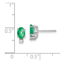 14k White Gold 6x4mm Oval Emerald VS Diamond Earrings