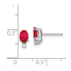 14k White Gold 6x4mm Oval Ruby VS Diamond Earrings