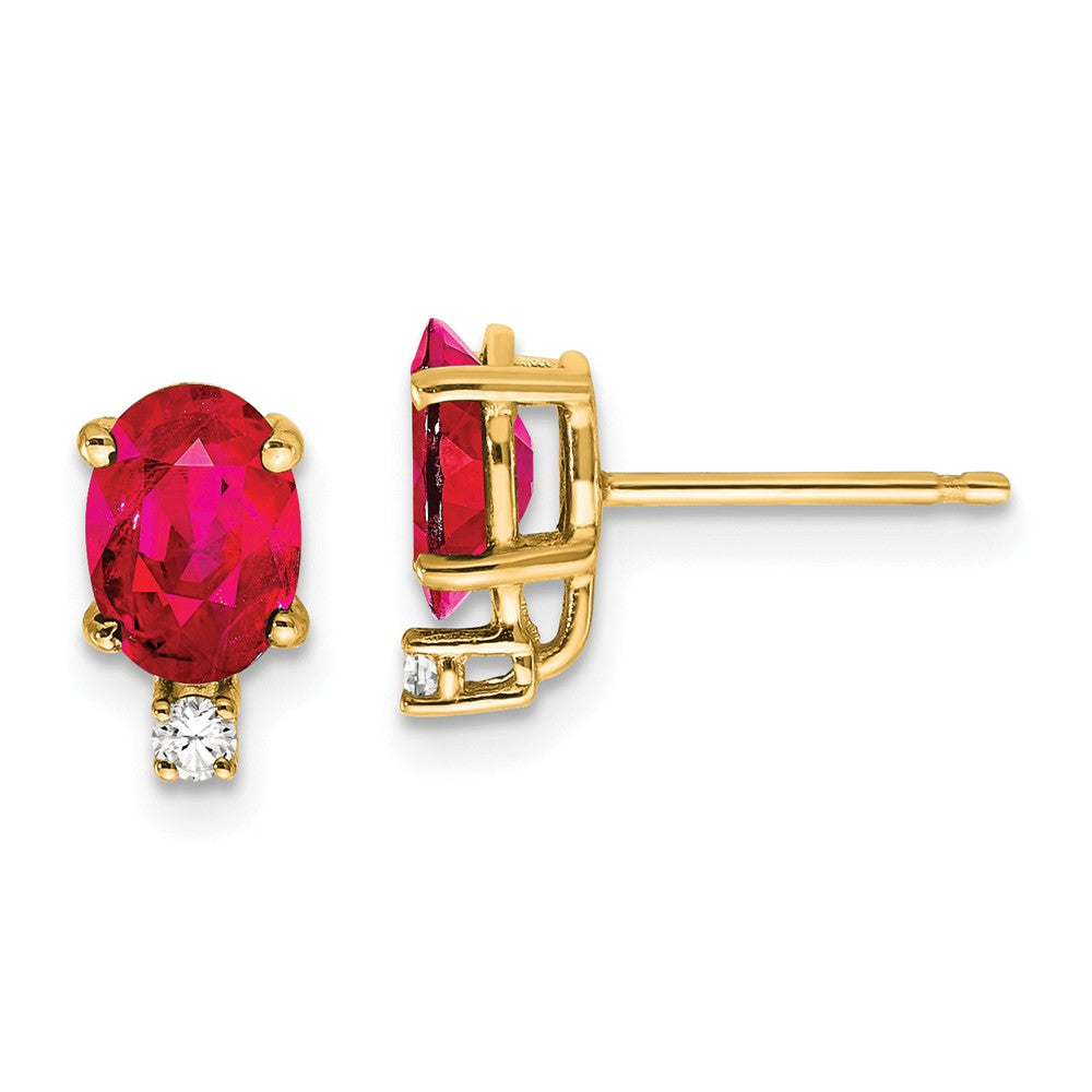 14K Ruby Diamond Post Earrings