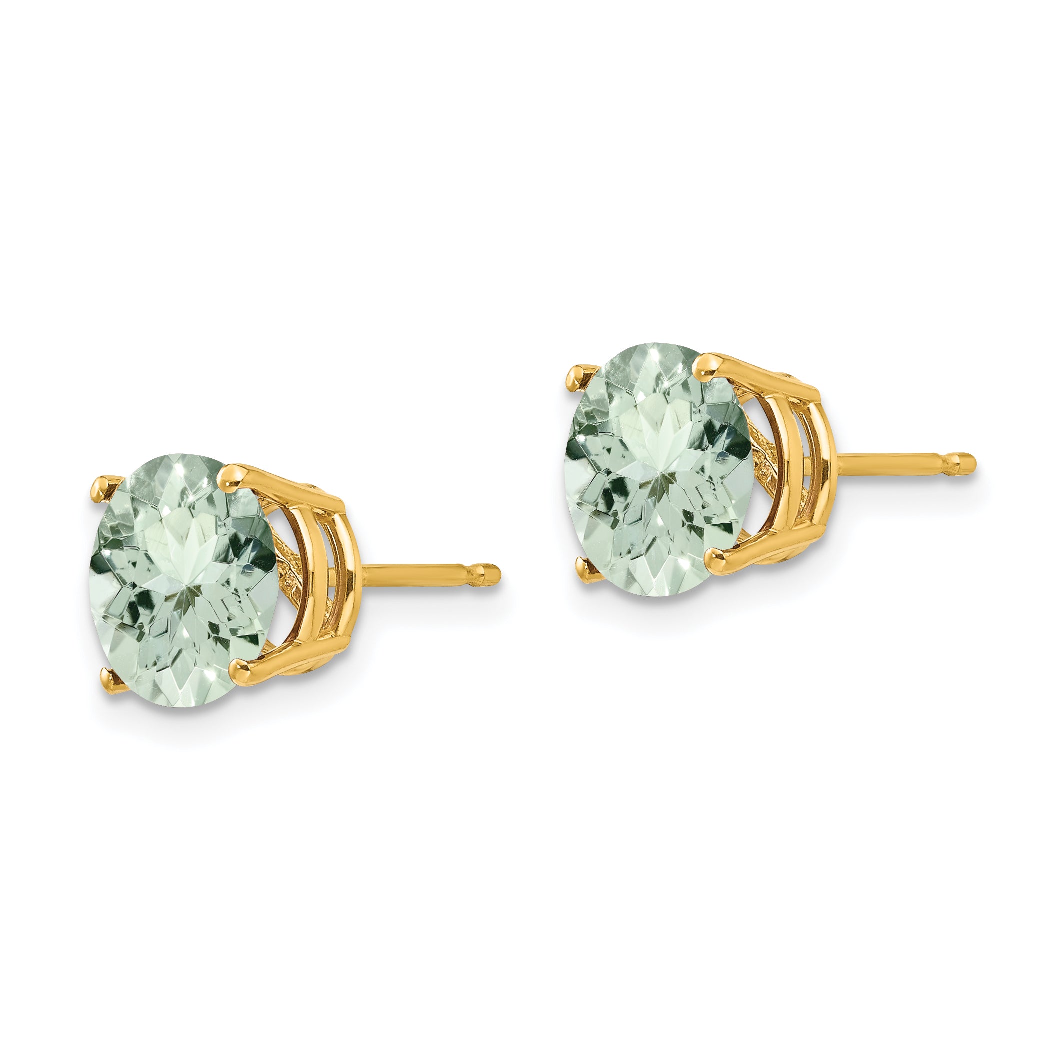 14k 8mm Round Green Quartz Earrings Secondary image