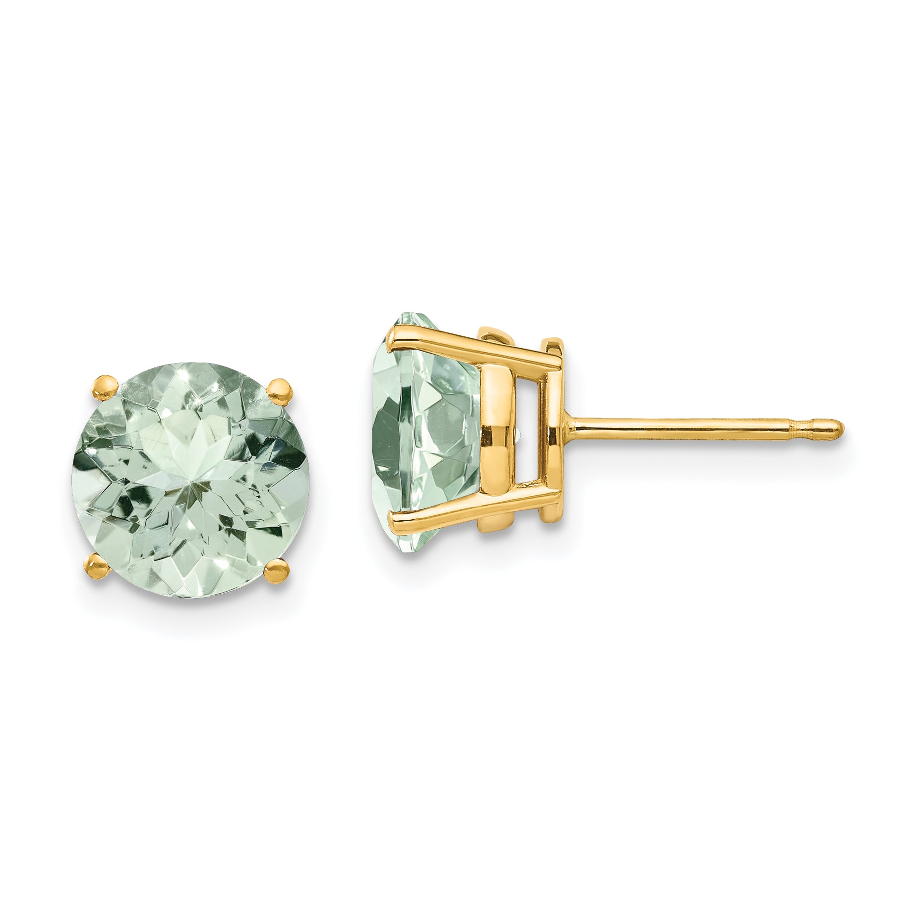 14k 8mm Round Green Quartz Earrings Main image