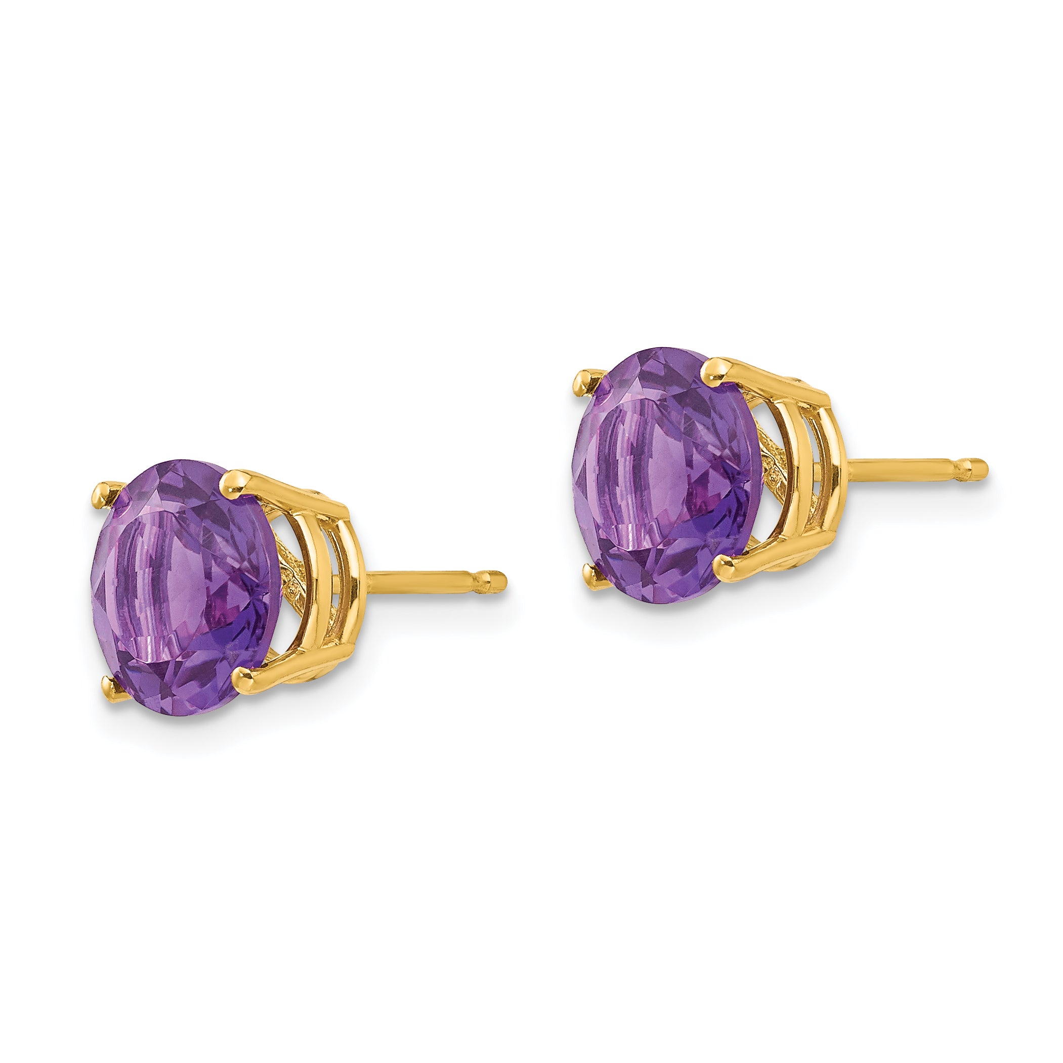 14k 8mm Amethyst Post Earrings Secondary image