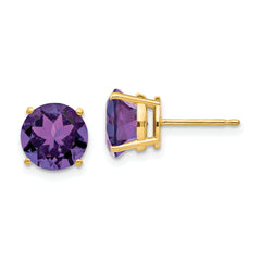 14k 8mm Amethyst Post Earrings
