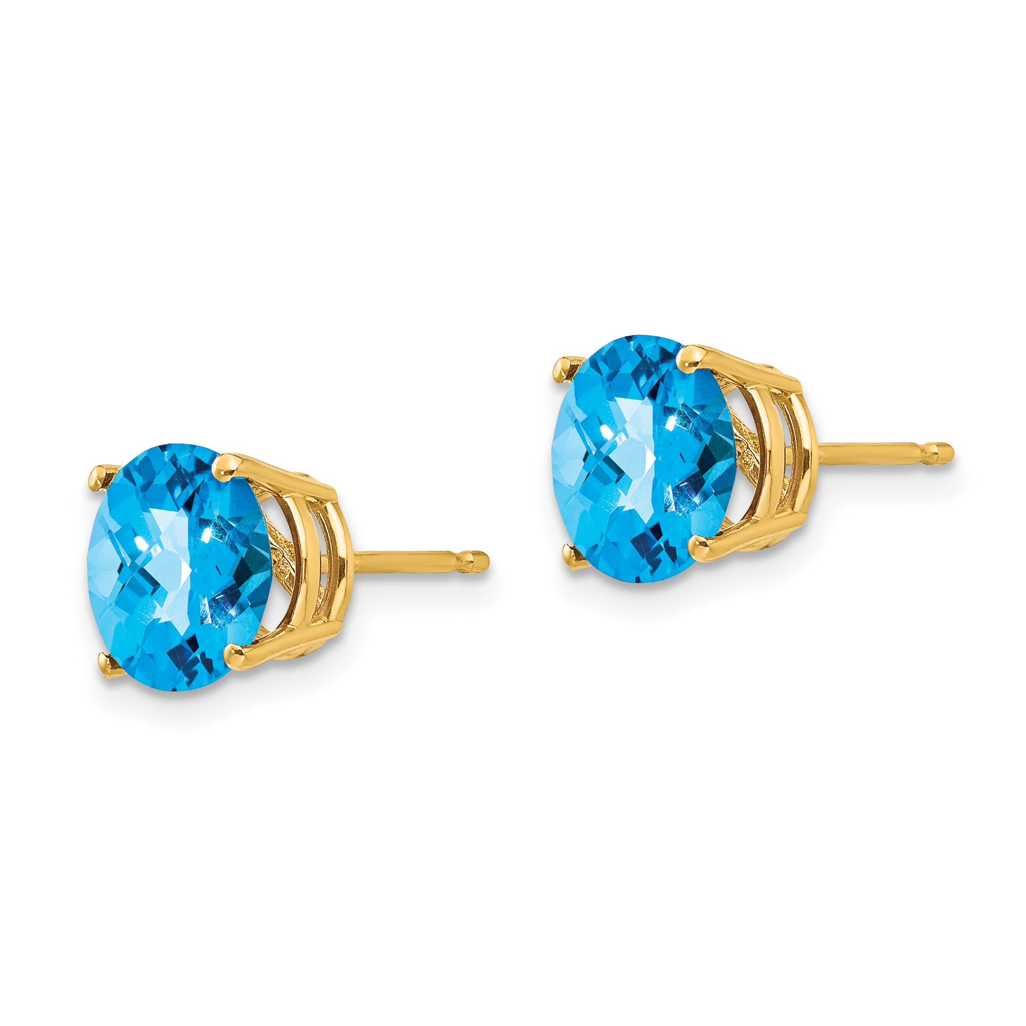 14k 8mm Blue Topaz Checker Earrings Secondary image