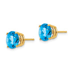 14k 8mm Blue Topaz Checker Earrings