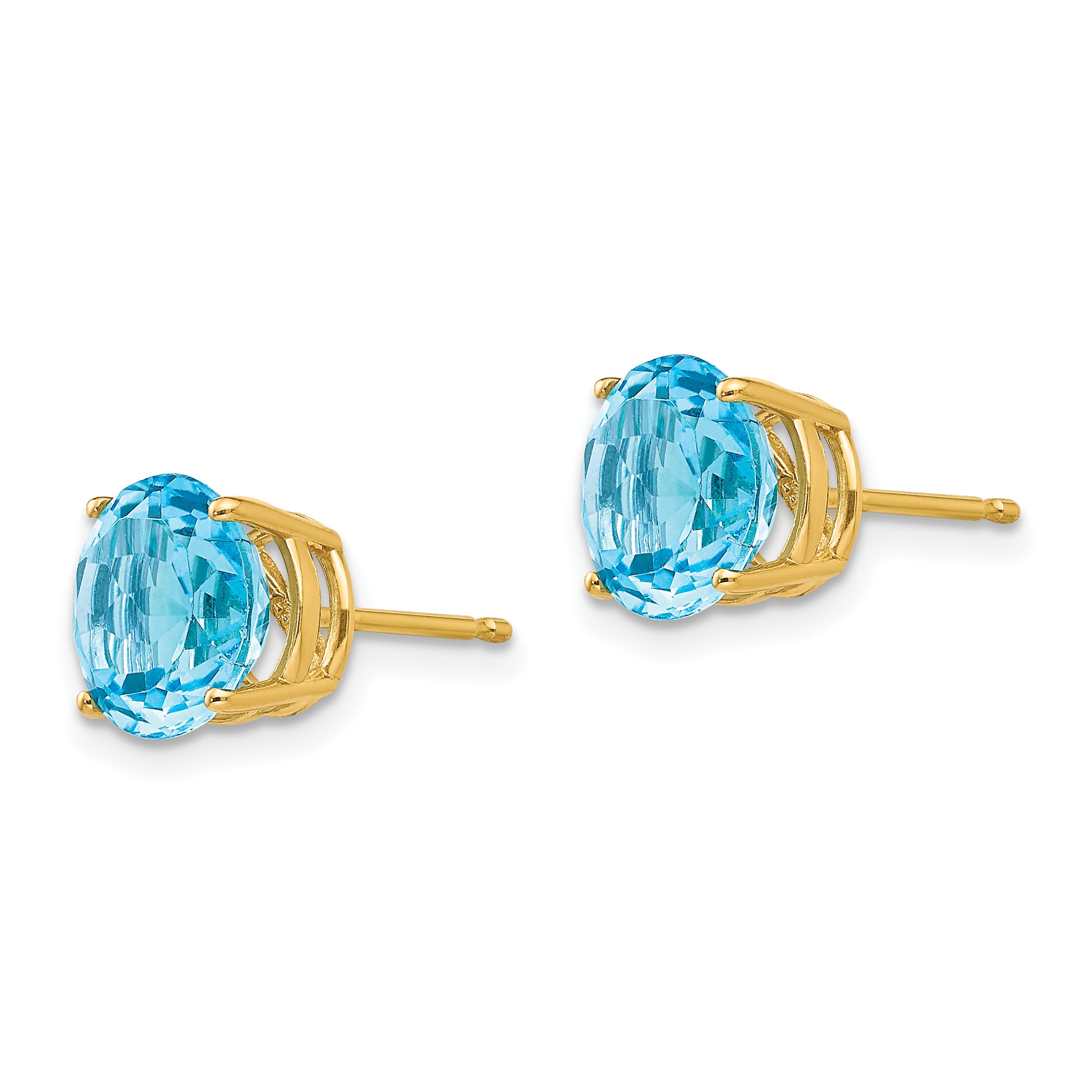 14k 8mm Blue Topaz Post Earrings Secondary image