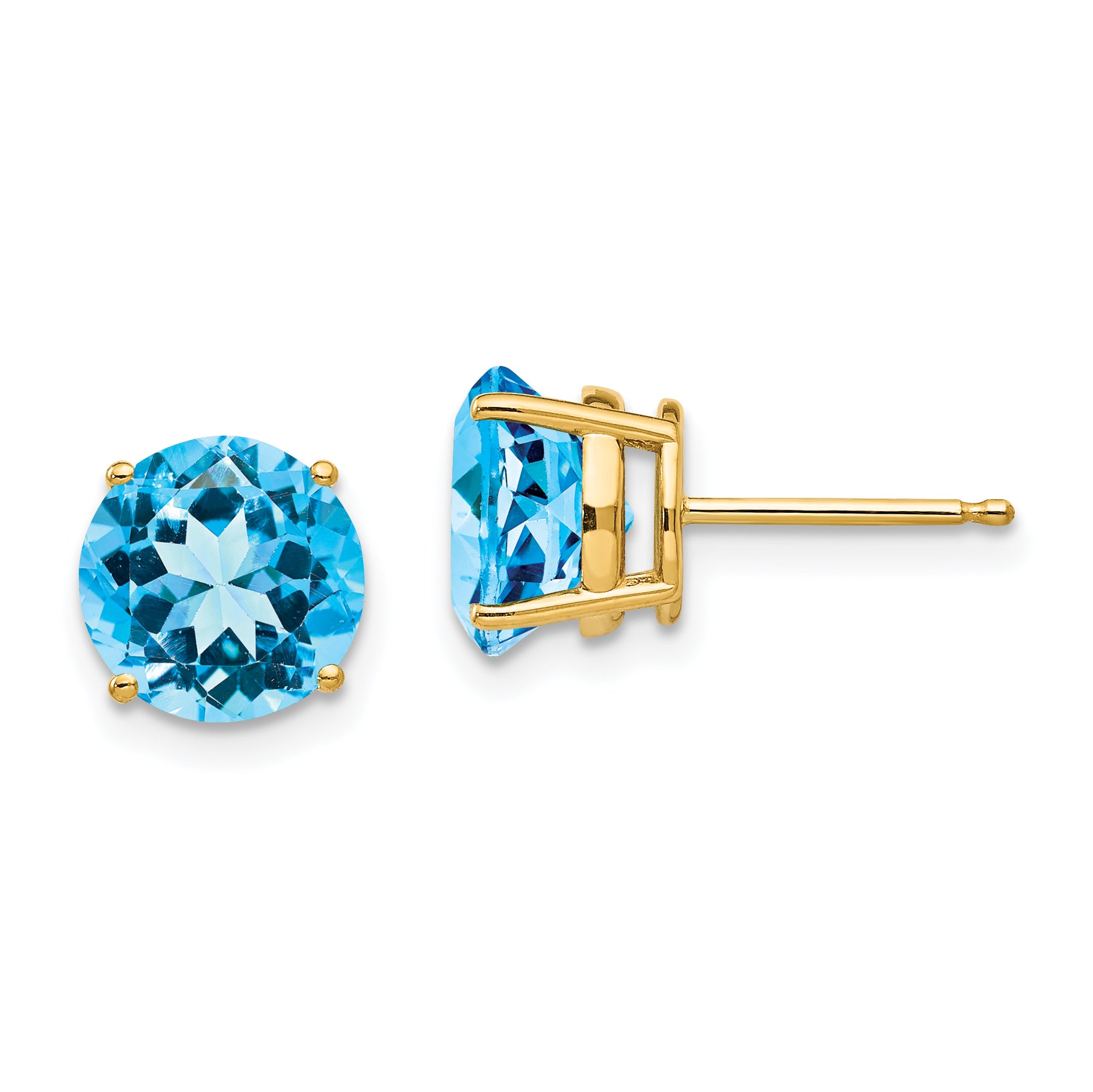 14k 8mm Blue Topaz Post Earrings Main image