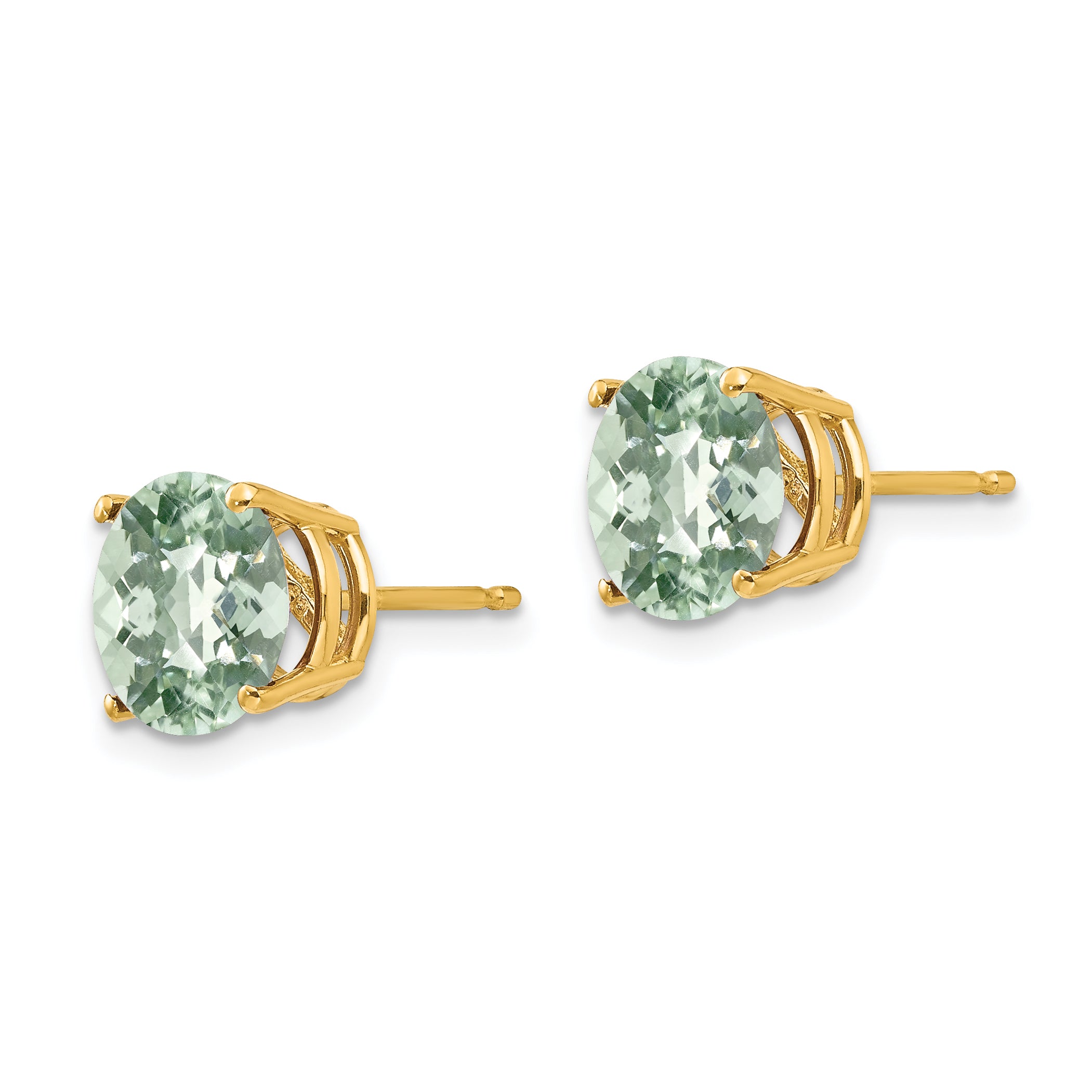 14k 8mm Round Checker-Cut Green Quartz Earring Secondary image
