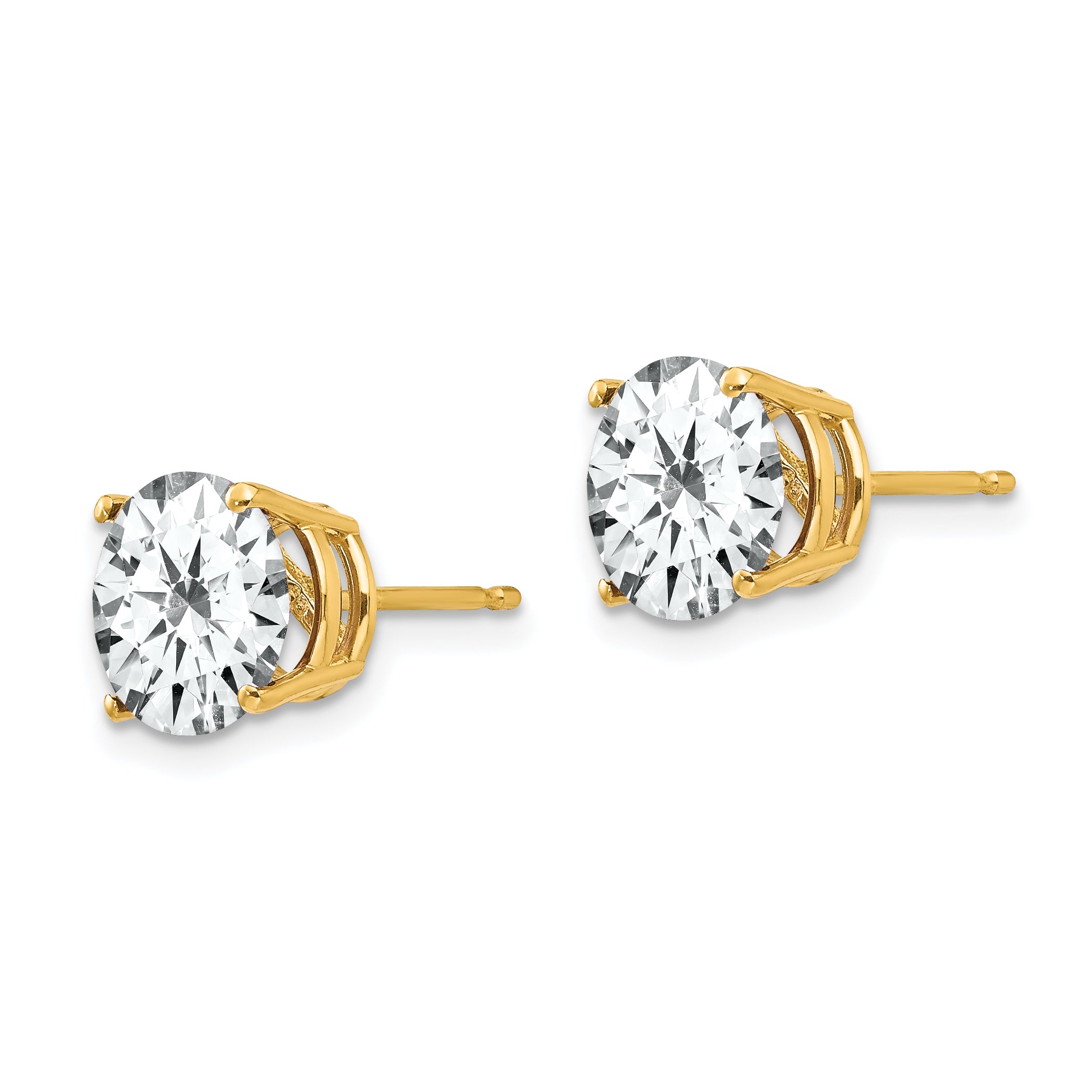 14k 8mm Cubic Zirconia Post Earrings Secondary image