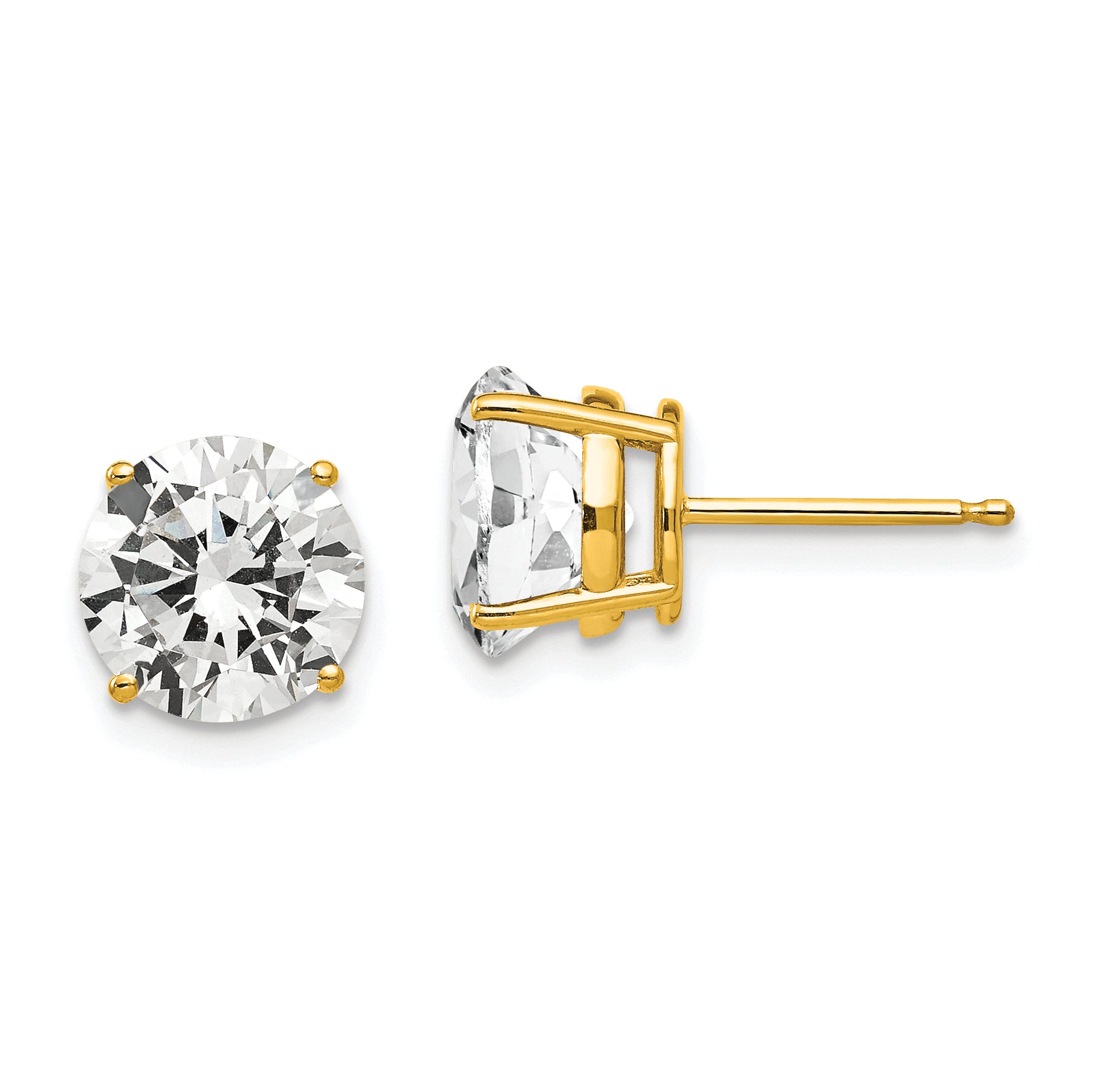 14k 8mm Cubic Zirconia Post Earrings Main image