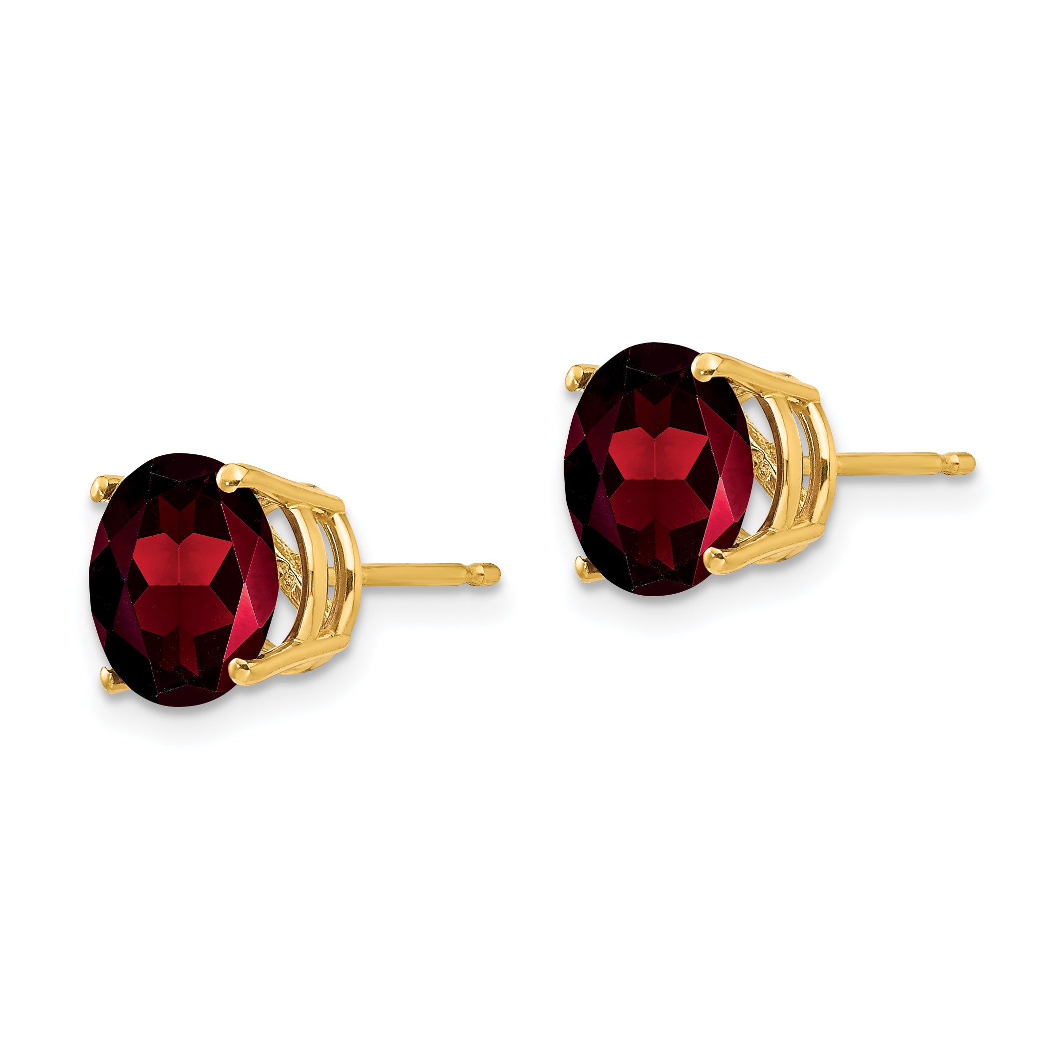 14k 8mm Garnet Post Earrings Secondary image