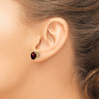 14k 8mm Garnet Checker Post Earrings