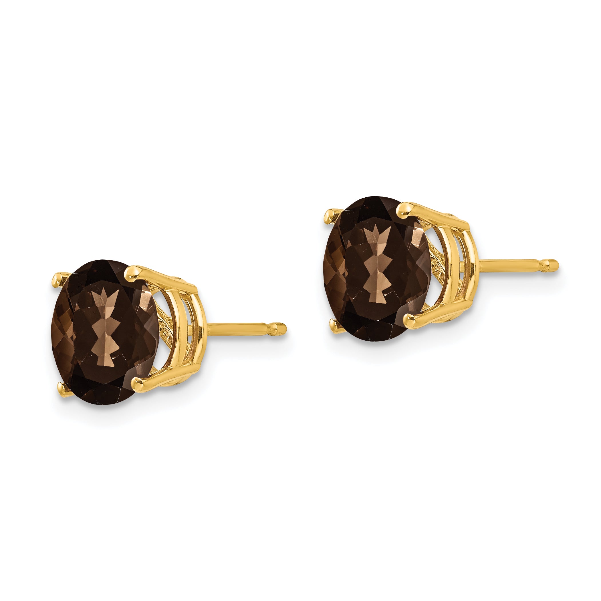 14k 8mm Round Smoky Quartz Earrings Secondary image