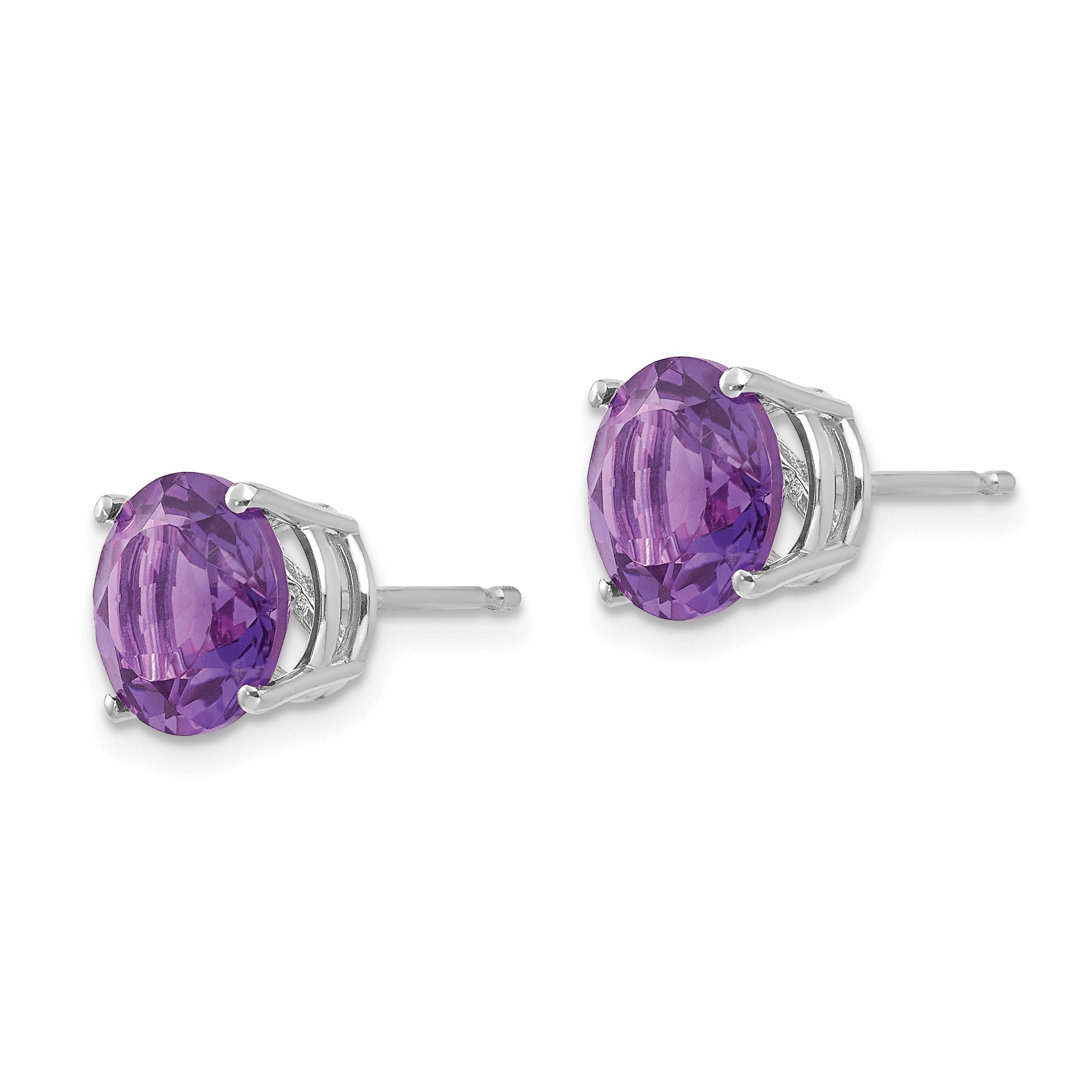 14k White Gold 8mm Amethyst Earrings Secondary image